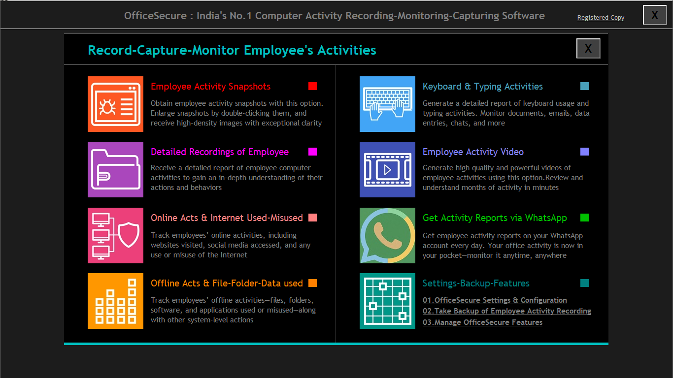 OfficeSecure dashboard — Record, Capture and Monitor Employee's Activities