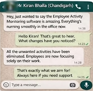 WhatsApp testimonial — Mr. Kiran Bhalla, Chandigarh